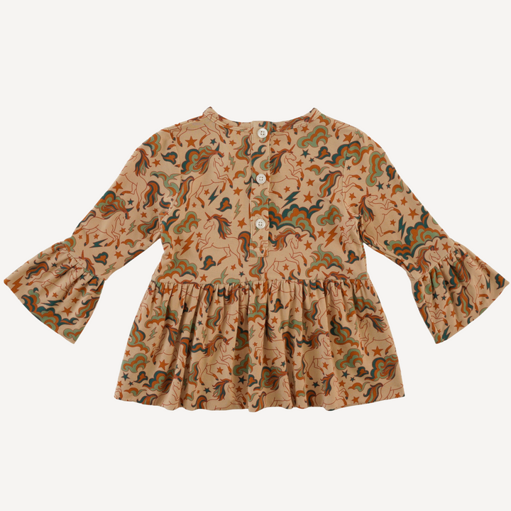 long sleeve ruched ruffle top | unicorn party | light weight bamboo