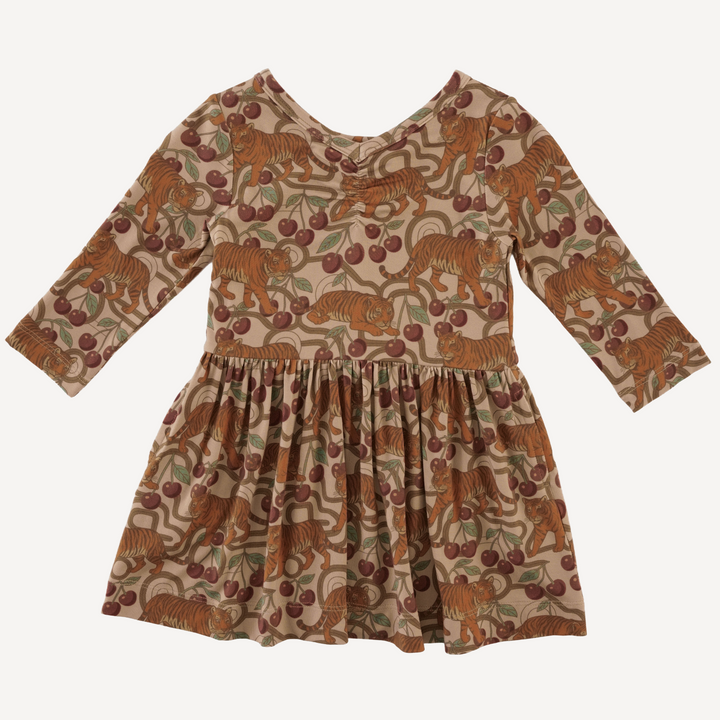 long sleeve twirl dress | tiger cherries | light weight bamboo