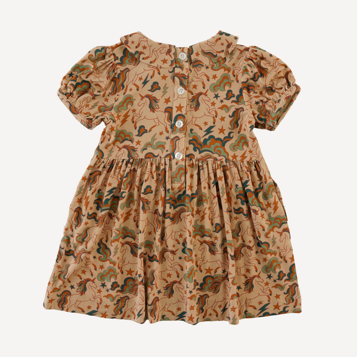 short puff sleeve peter pan dress | unicorn party | light weight bamboo