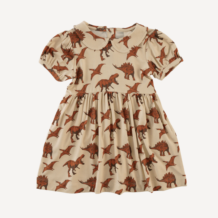 short puff sleeve peter pan dress | honey ginger dino | light weight bamboo