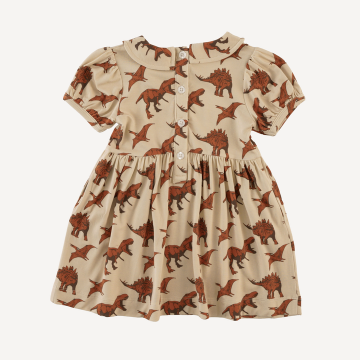 short puff sleeve peter pan dress | honey ginger dino | light weight bamboo