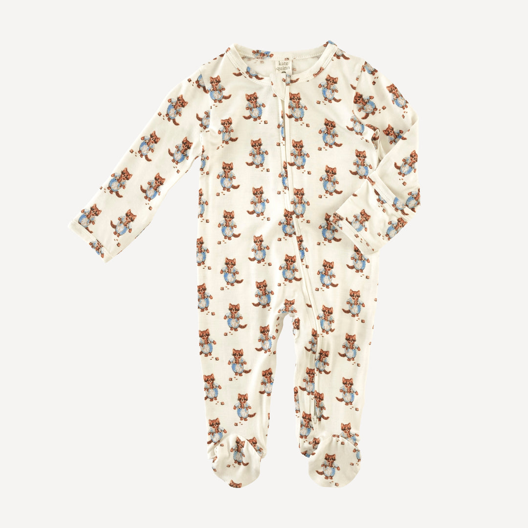 long sleeve two way zipper footie | tom kitten | bamboo