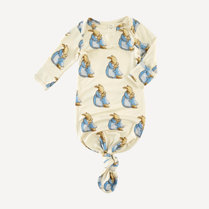 long sleeve lap neck knotted gown | peter rabbit + mom | bamboo