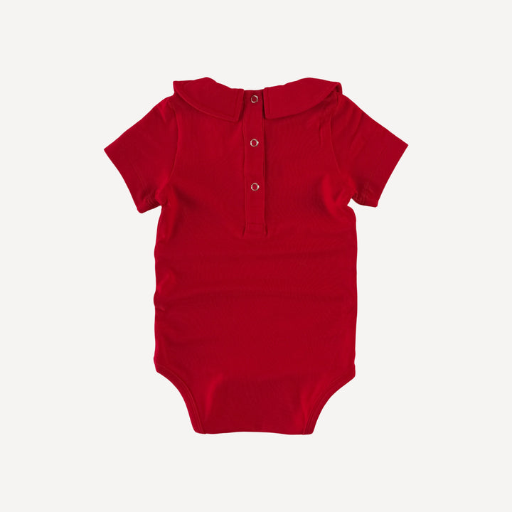 short sleeve classic peter pan bodysuit | lava red | bamboo