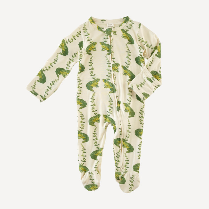 long sleeve two way zipper footie | garden frog | bamboo
