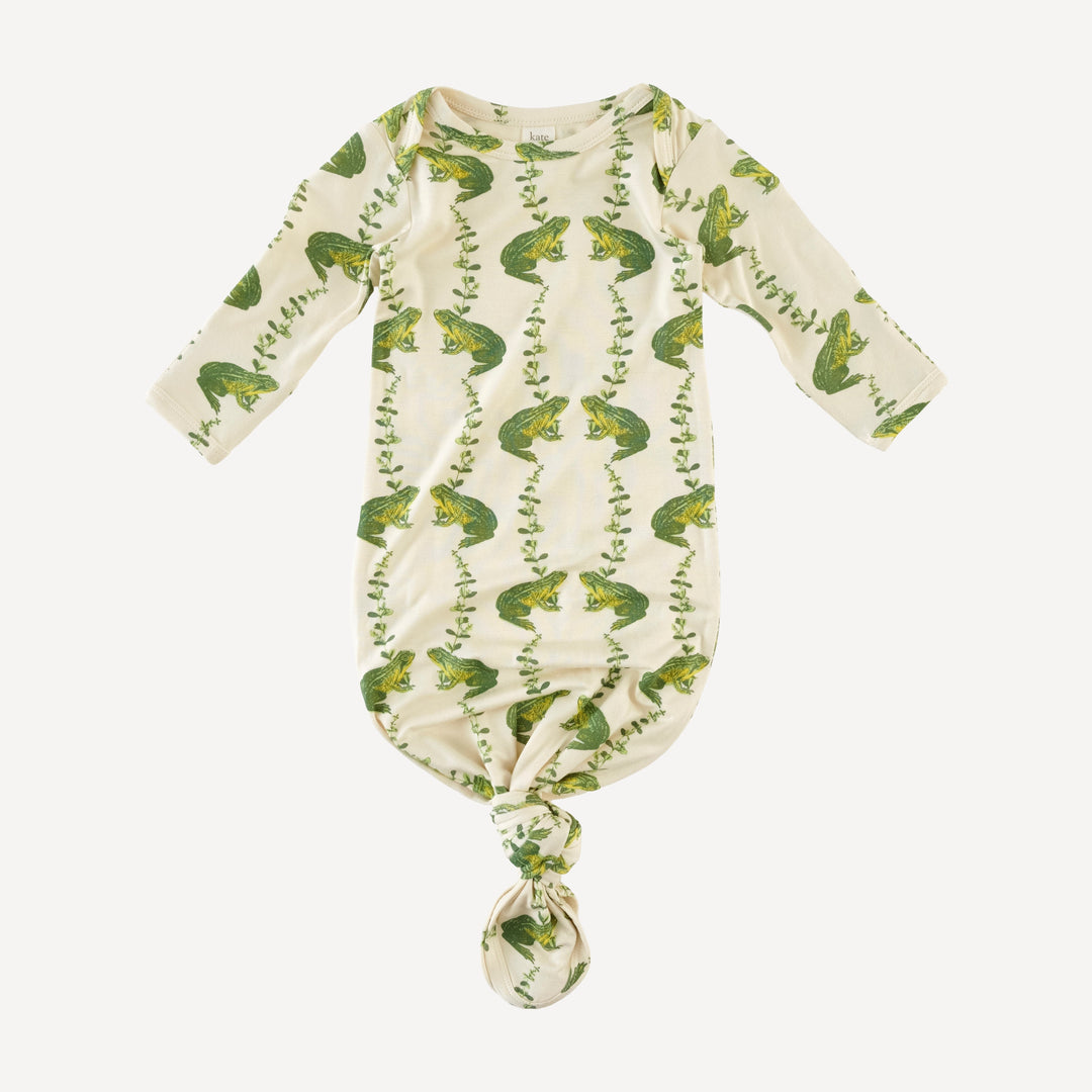 long sleeve lap neck knotted gown | garden frog | bamboo