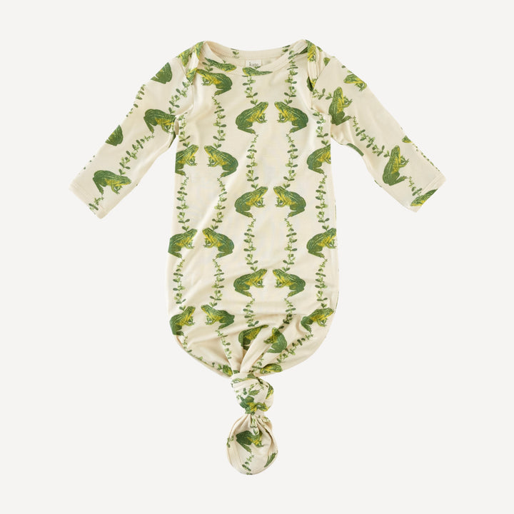 long sleeve lap neck knotted gown | garden frog | bamboo