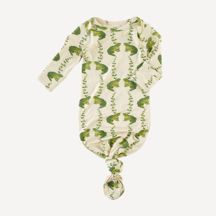 long sleeve lap neck knotted gown | garden frog | bamboo