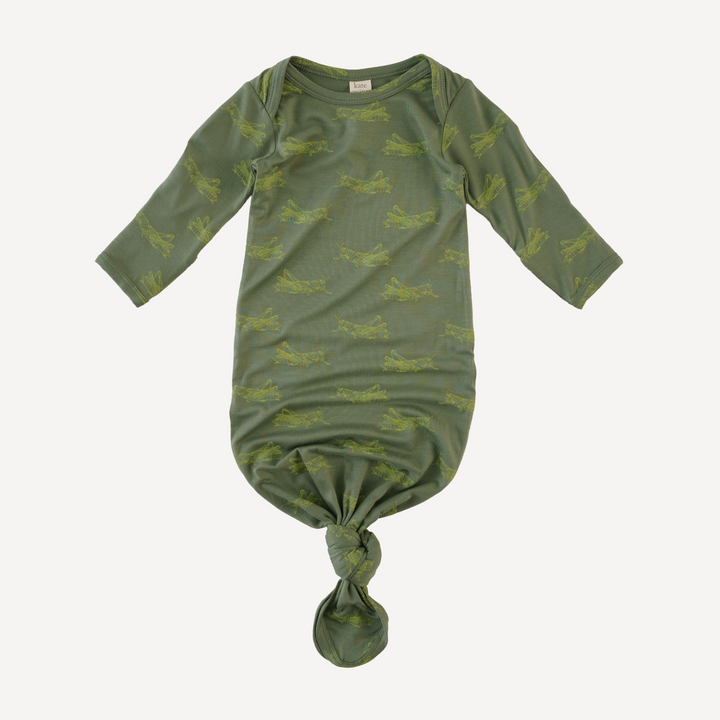 long sleeve lap neck knotted gown | grasshopper | bamboo