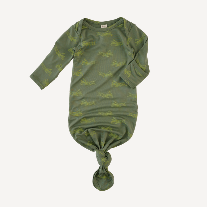 long sleeve lap neck knotted gown | grasshopper | bamboo