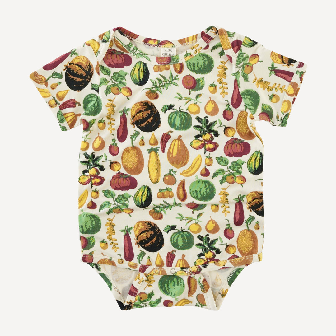 short sleeve lap neck bodysuit | veggie garden | bamboo