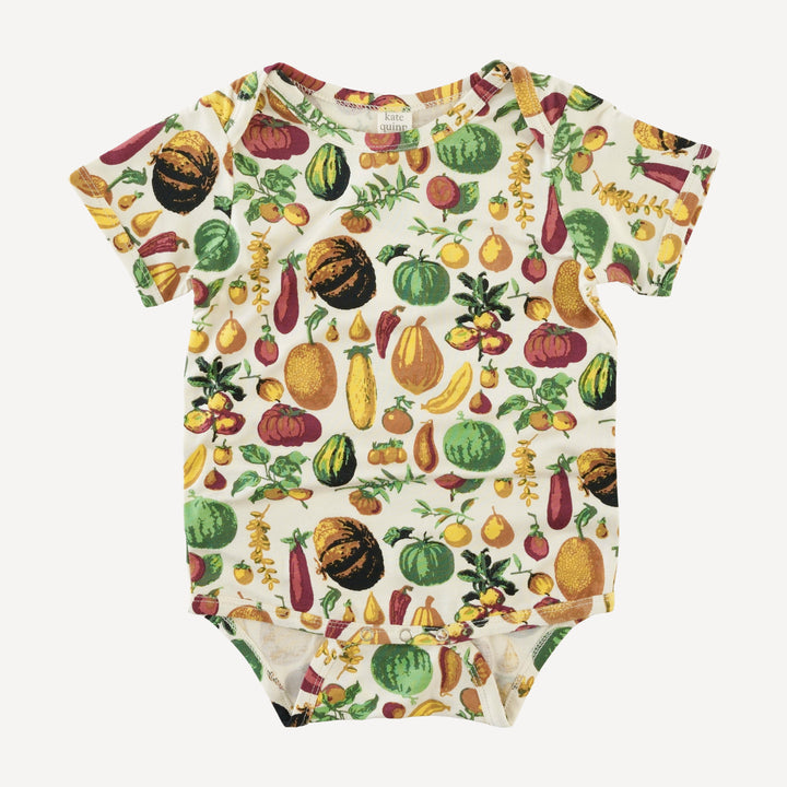 short sleeve lap neck bodysuit | veggie garden | bamboo