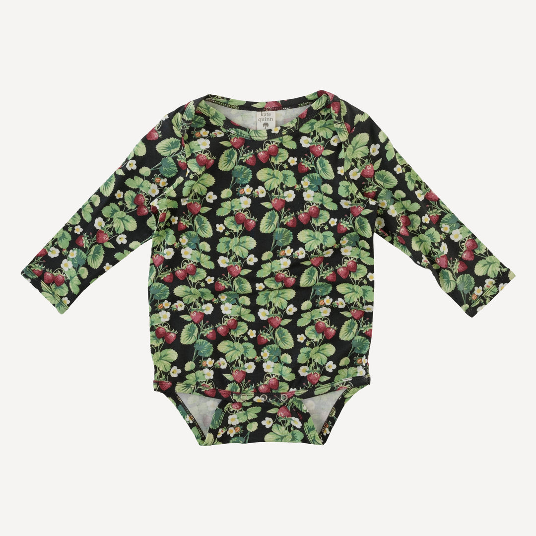 long sleeve lap neck bodysuit | strawberry vine | bamboo