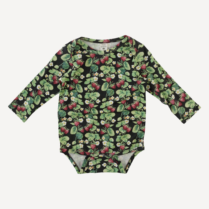long sleeve lap neck bodysuit | strawberry vine | bamboo