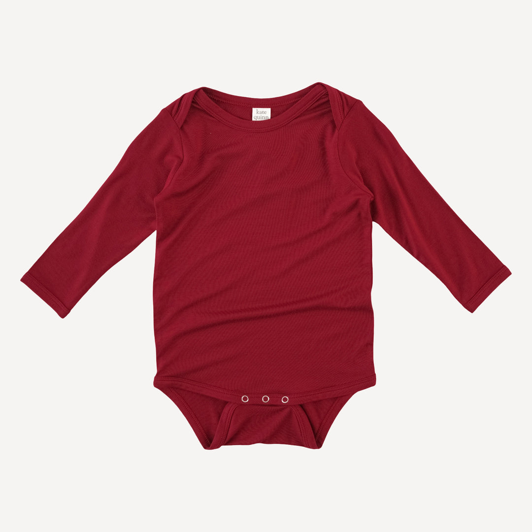 long sleeve lap neck bodysuit | red dahlia | bamboo