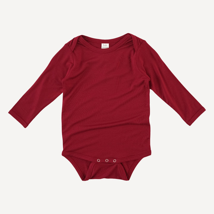 long sleeve lap neck bodysuit | red dahlia | bamboo