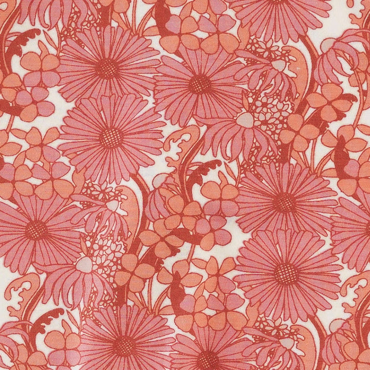 long sleeve two way zipper footie | coral 70s daisy | bamboo