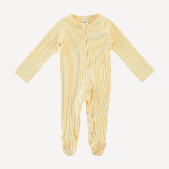 long sleeve two way zipper footie | egg shell | organic cotton wide rib
