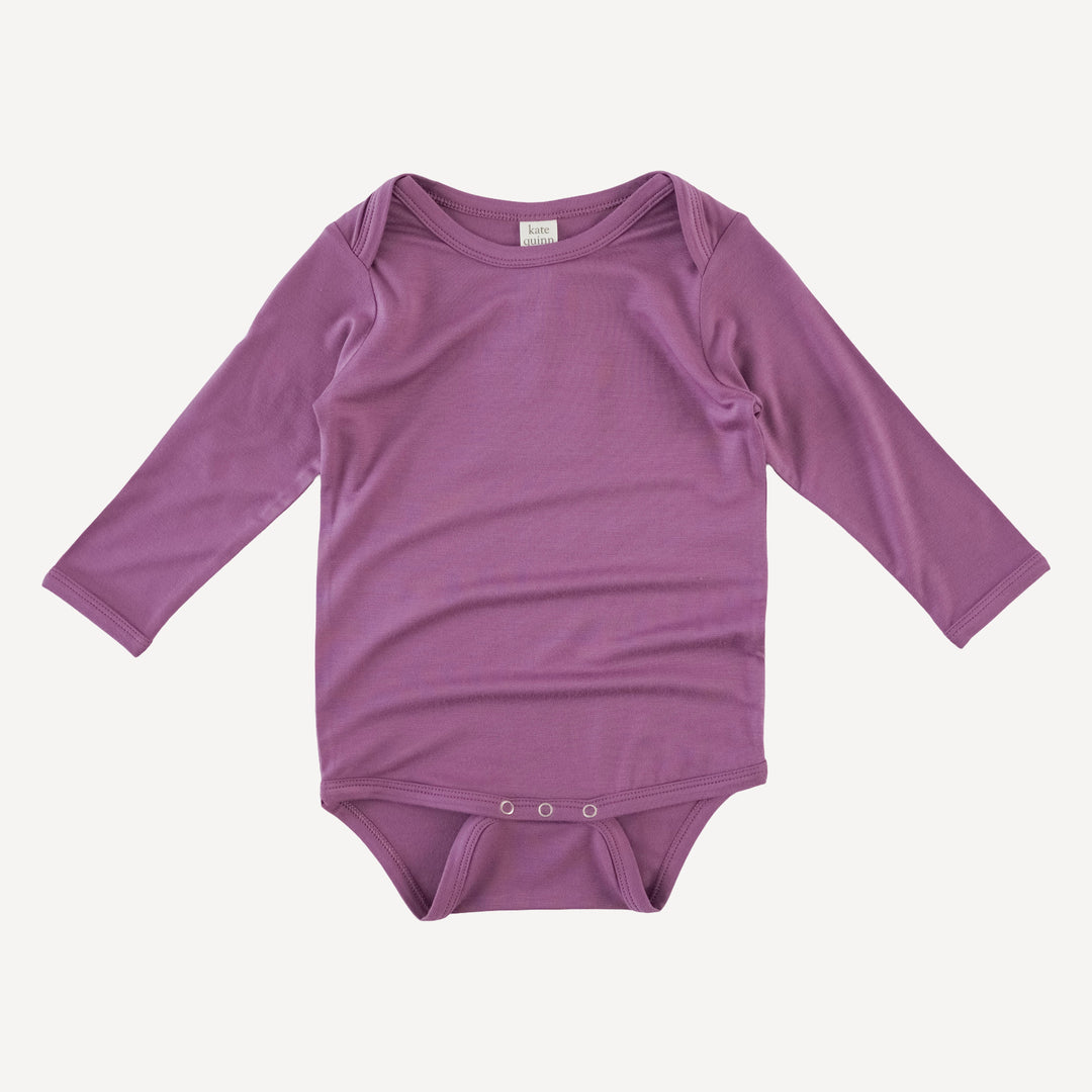 long sleeve lap neck bodysuit | plum violet | bamboo