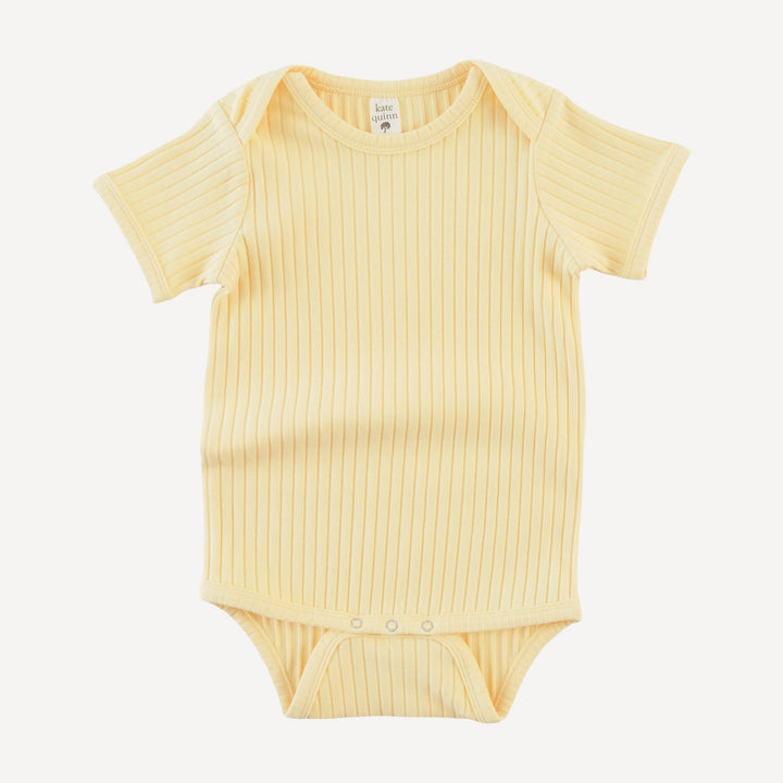 short sleeve lap neck bodysuit | egg shell | organic cotton wide rib