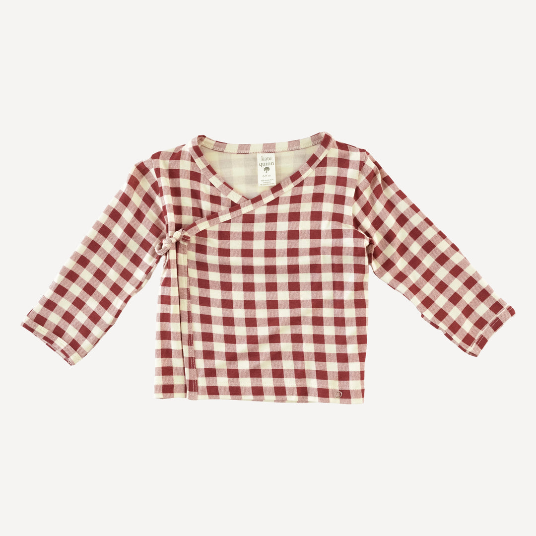 wrap layette set | berry gingham | bamboo