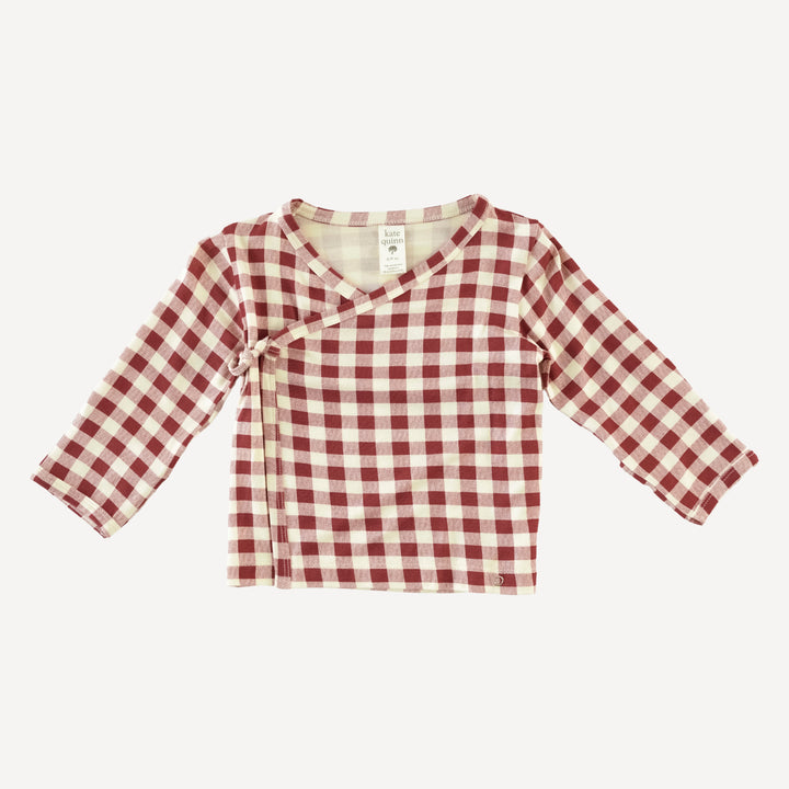 wrap layette set | berry gingham | bamboo