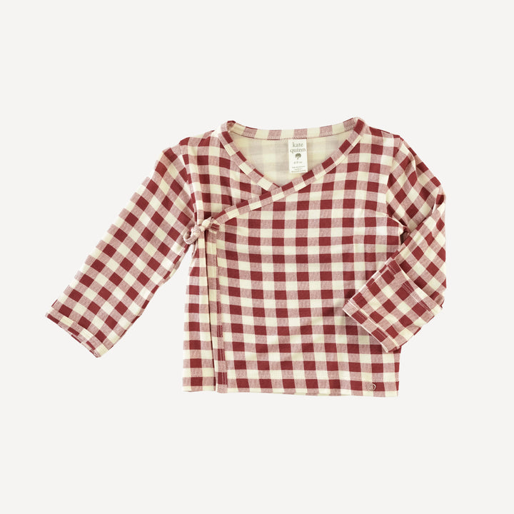 wrap layette set | berry gingham | bamboo
