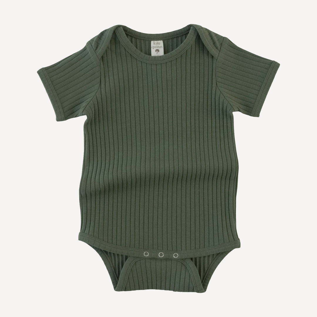 short sleeve lap neck bodysuit | thyme | organic cotton wide rib