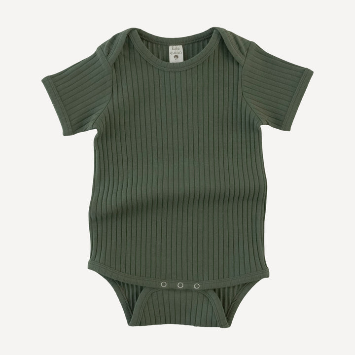 short sleeve lap neck bodysuit | thyme | organic cotton wide rib