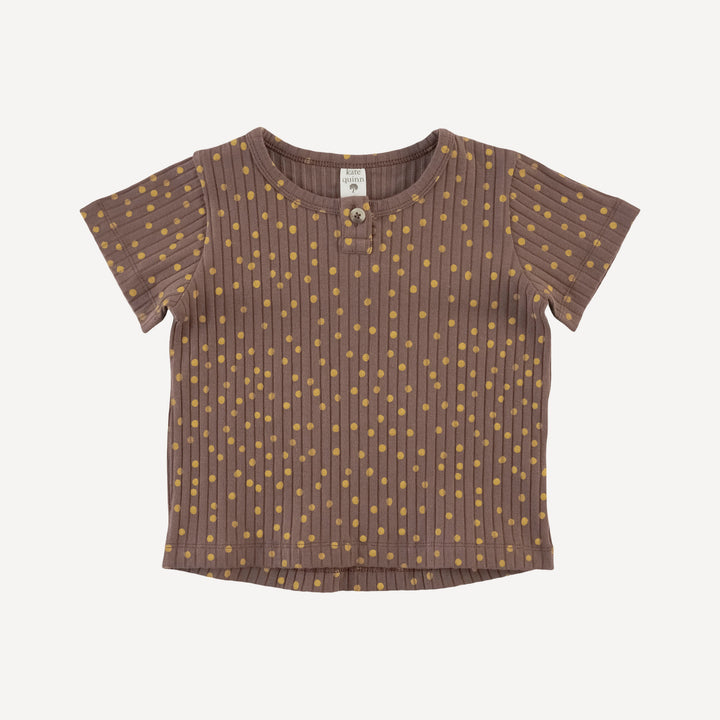 short sleeve essential button boxy tee | neutral dot | organic cotton wide rib