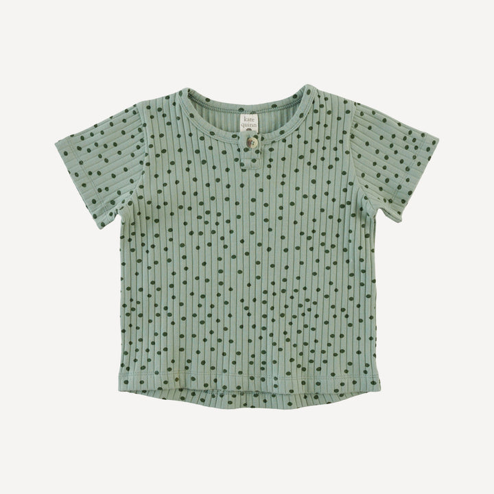 short sleeve essential button boxy tee | iceberg dot | organic cotton wide rib
