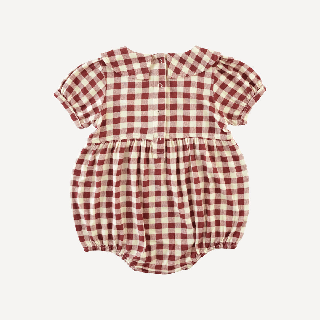 short sleeve peter pan bubble | berry gingham | bamboo