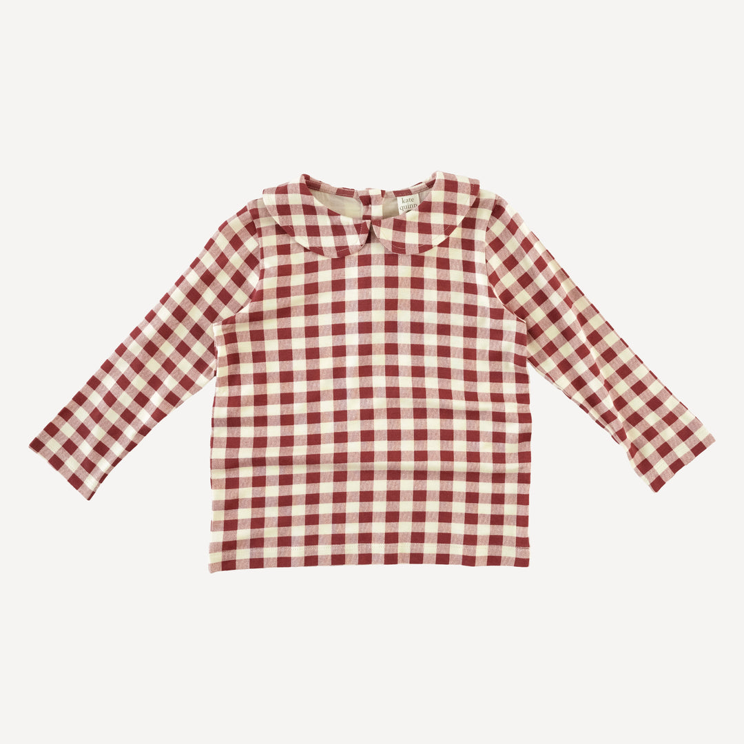 long sleeve peter pan tee | berry gingham | bamboo