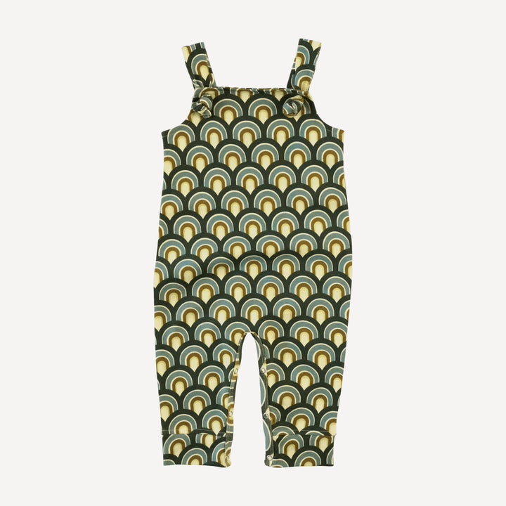 tie overall jumpsuit | green modern scallop | organic cotton interlock