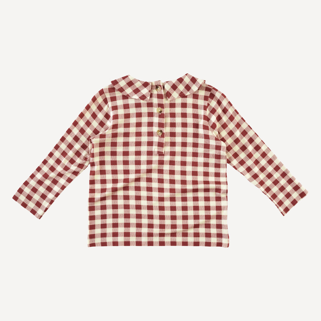 long sleeve peter pan tee | berry gingham | bamboo