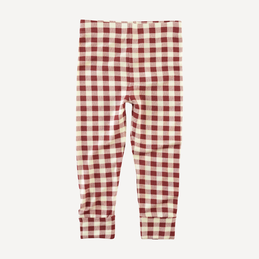 cuffed legging | berry gingham | bamboo