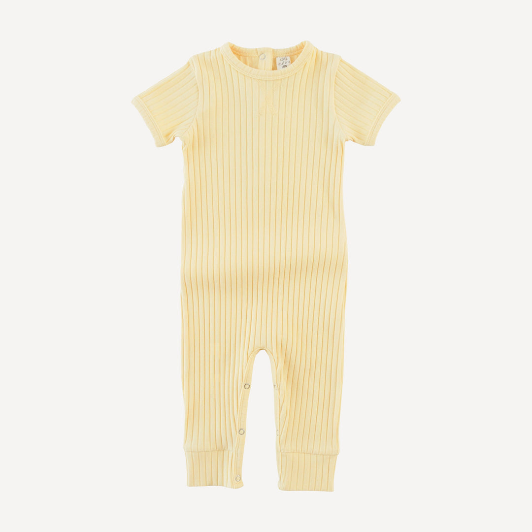 short sleeve sport topstitch union suit | egg shell | organic cotton wide rib