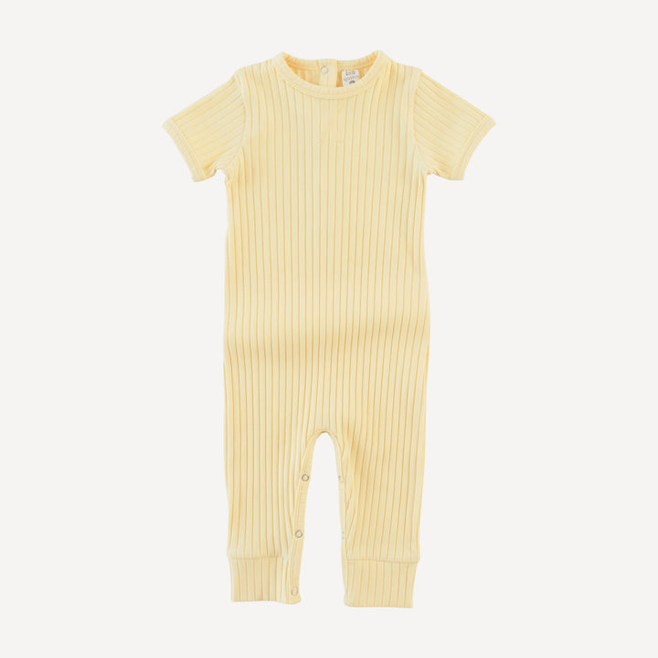 short sleeve sport topstitch union suit | egg shell | organic cotton wide rib