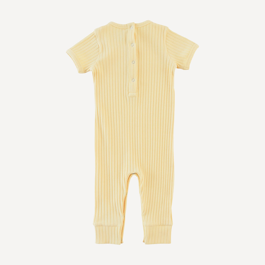 short sleeve sport topstitch union suit | egg shell | organic cotton wide rib