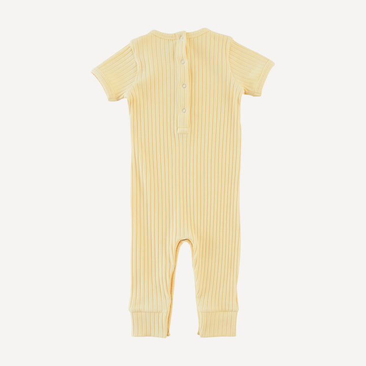 short sleeve sport topstitch union suit | egg shell | organic cotton wide rib
