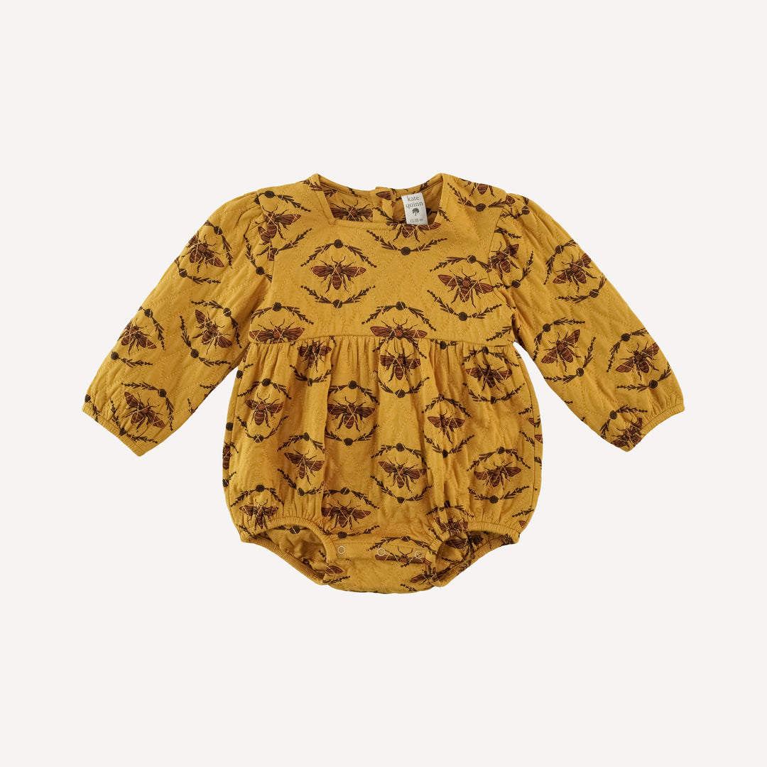 long puff sleeve quilted bubble | golden floral bee | bamboo