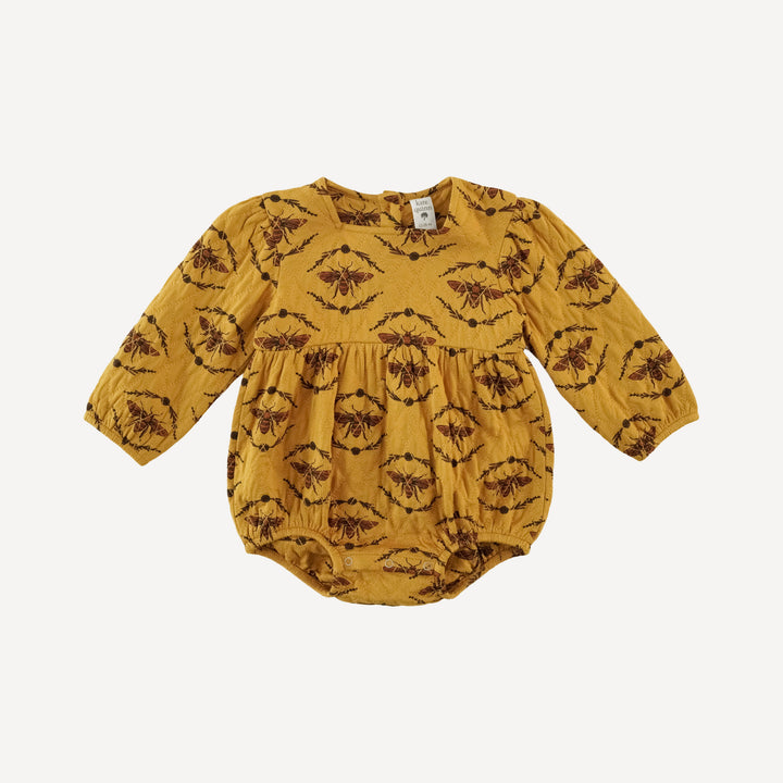 long puff sleeve quilted bubble | golden floral bee | bamboo