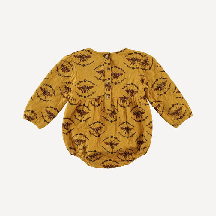 long puff sleeve quilted bubble | golden floral bee | bamboo