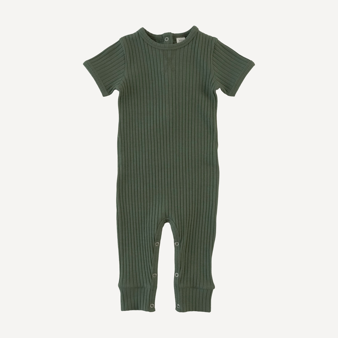 short sleeve sport topstitch union suit | thyme | organic cotton wide rib