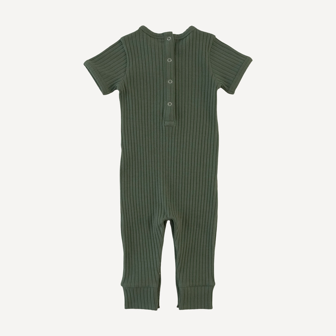 short sleeve sport topstitch union suit | thyme | organic cotton wide rib