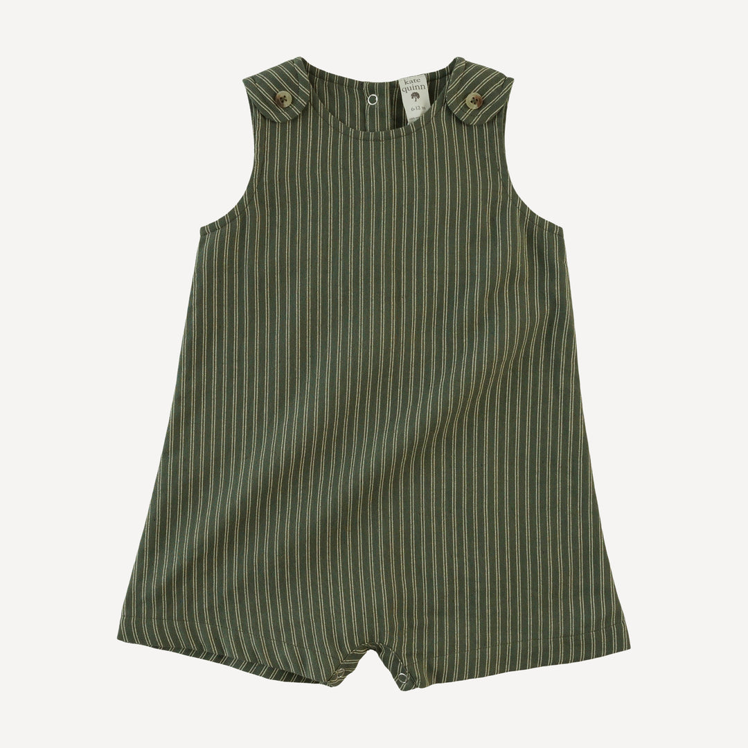 vintage button tab shortie | green pinstripe | organic cotton gauze