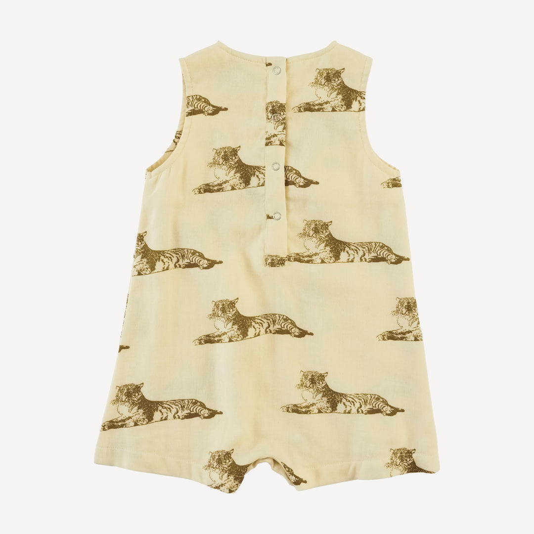 vintage button tab shortie | classic tiger | organic cotton gauze