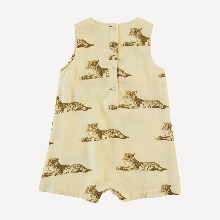 vintage button tab shortie | classic tiger | organic cotton gauze