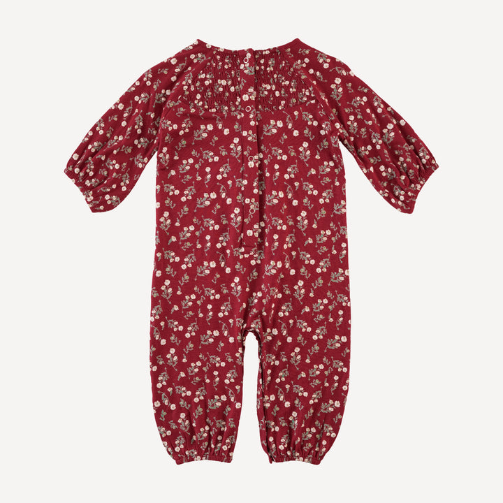 long sleeve puff smocked jumpsuit | garden tiny chamomile | bamboo