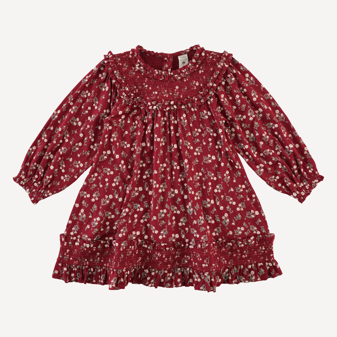 long sleeve winnie baby doll dress | garden tiny chamomile | bamboo